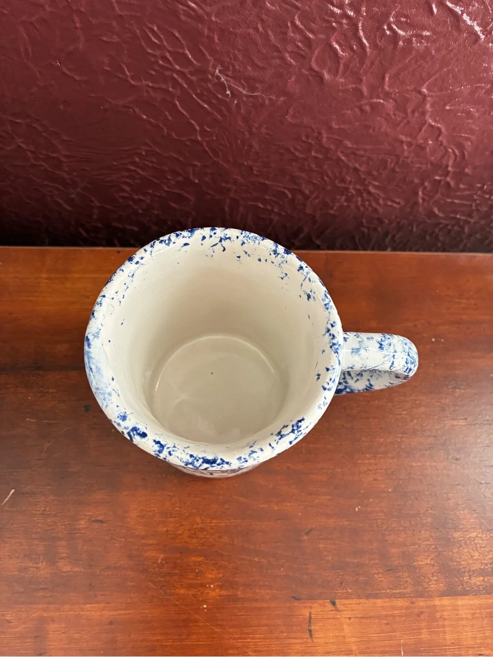 Vintage Western Stoneware Co. Mug Blue Spongeware Coffee Cup 8oz Monmouth U.S.A